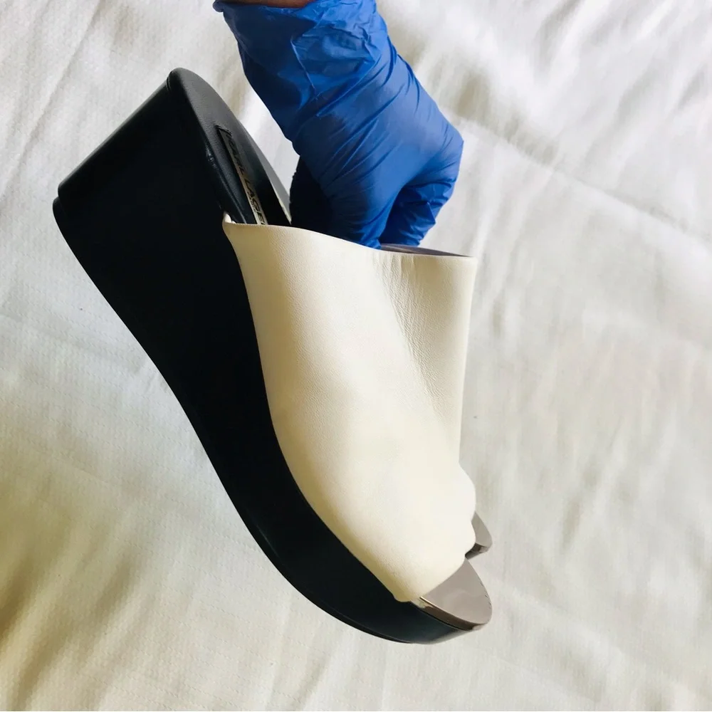 Karl Lagerfeld Black and White Women's Wedge Sandals
